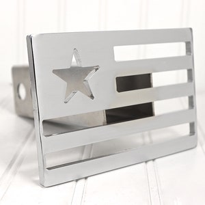 Chrome Patriotic Flag Hitch Cover, 2&quot;. Ships Free