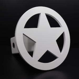 Satin White Circle Star Hitch Cover, Free Shipping