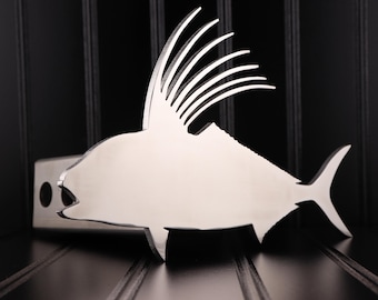 Cubierta de enganche de acero inoxidable Rooster Fish: compatible con receptores de enganche de 2"