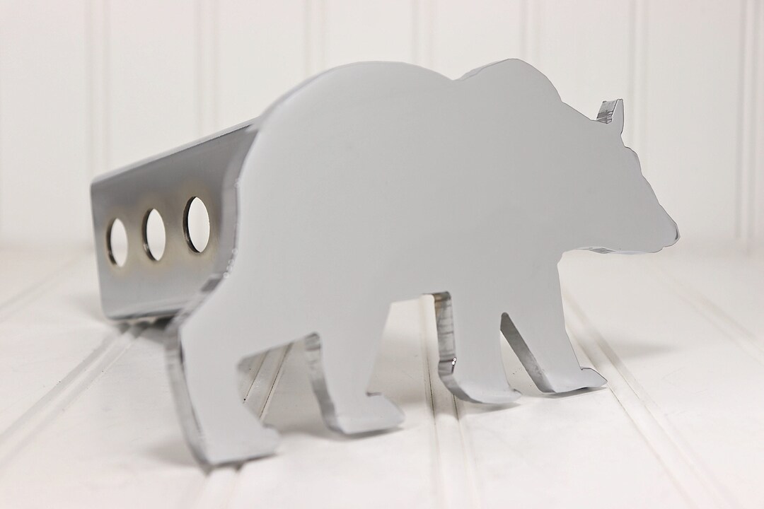 Chrome Grizzly Bear Hitch Cover Etsy