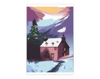 Scottish highland house #5(illustrated scotland landscape art) Fine Art Posters