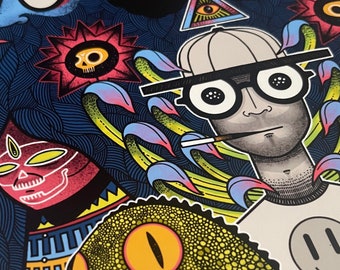 Impresión de Miedo y Asco, Arte Gonzo del Zoológico de Reptiles, Inspirada en Hunter S. Thompson (A4/A5)