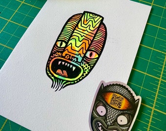 Máscara fluorescente Obra original - Día 01