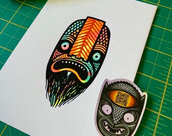 Máscara fluorescente Obra original - Día 13