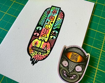 Máscara fluorescente Obra original - Día 03