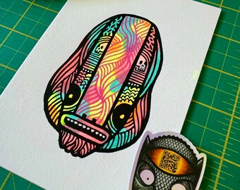 Máscara fluorescente Obra original - Día 28