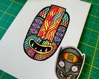 Máscara fluorescente Obra original - Día 23