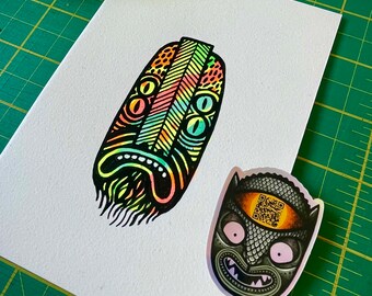 Máscara fluorescente Obra original - Día 06