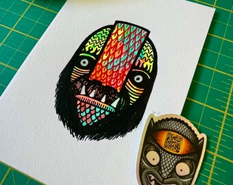 Máscara fluorescente Obra original - Día 15