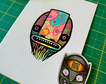 Máscara fluorescente Obra original - Día 21