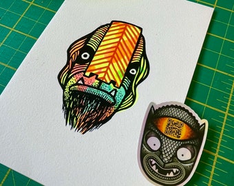 Máscara fluorescente Obra original - Día 10