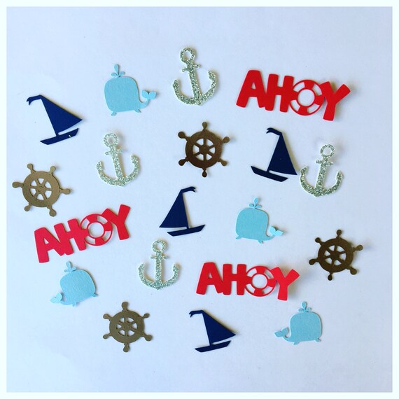 Nautical Confetti-Nautical Baby Shower Decor-Nautical Birthday Decorations-Nautical Boy Birthday-Ahoy Its A Boy-Nautical Birthday Decor