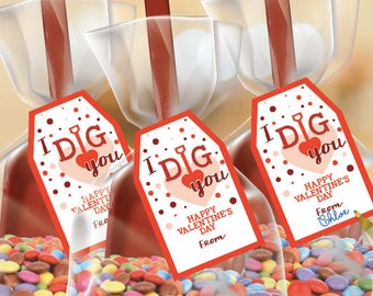 I Dig You Valentines I Dig You Digital Download Valentine's Printable Gift Shovel Valentine's gift Tag Instant Download