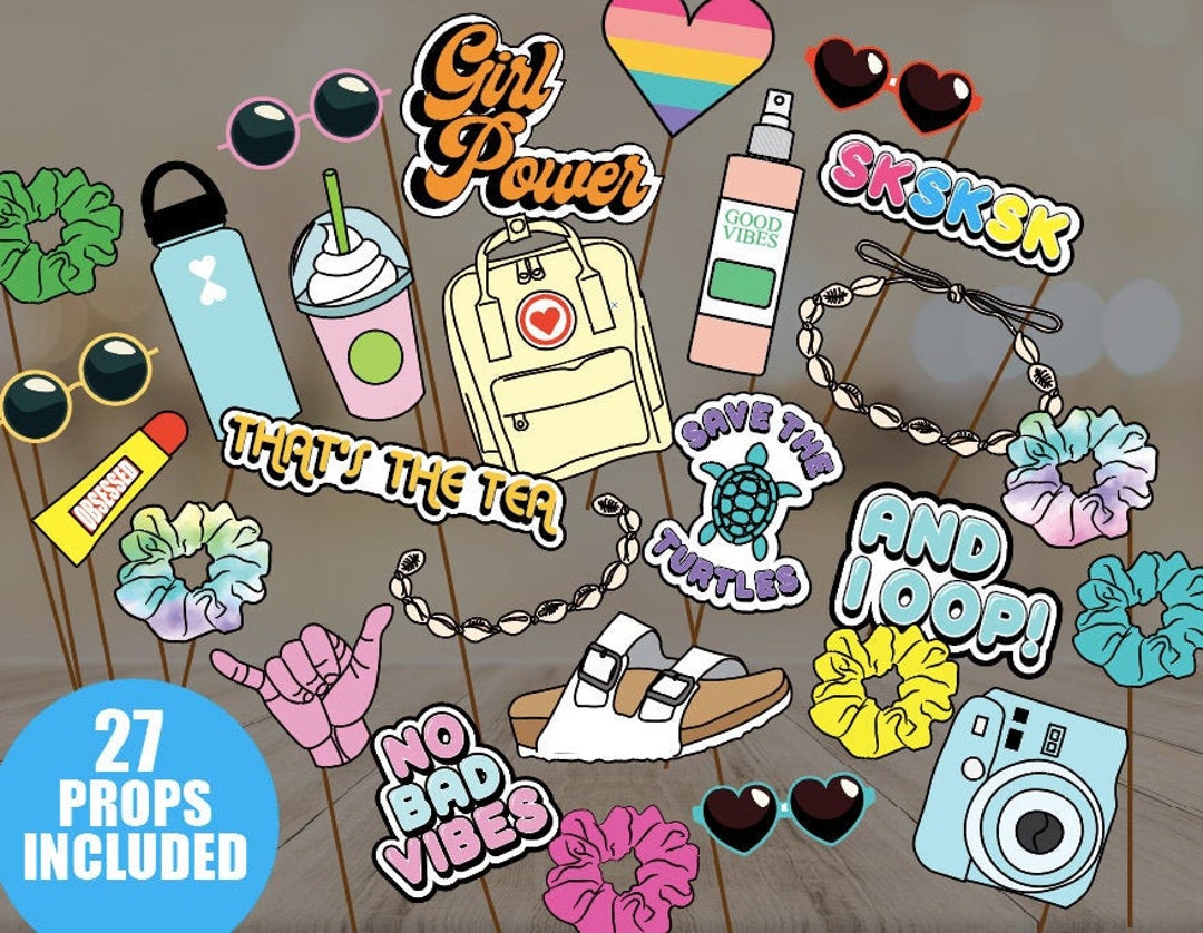 VSCO GIRL Party Photo Booth Props Sleepover Party Props - Etsy