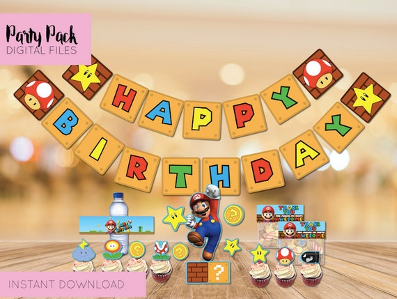 Super Mario Party Supplies Mario Birthday Party Decorations Etsy