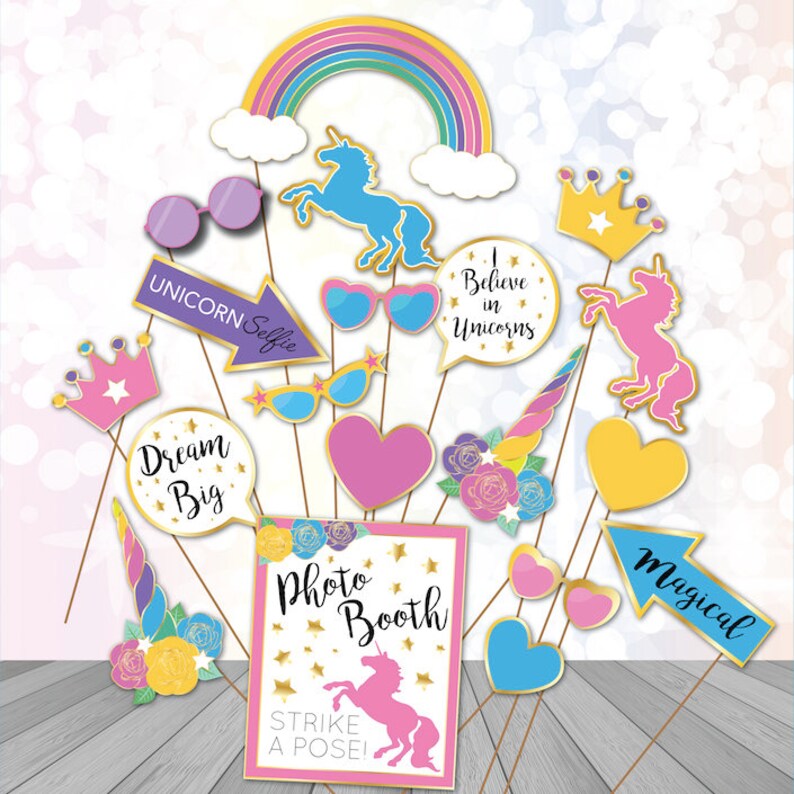 Unicorn Photo Booth Props Printable Unicorn Party Printables - Etsy
