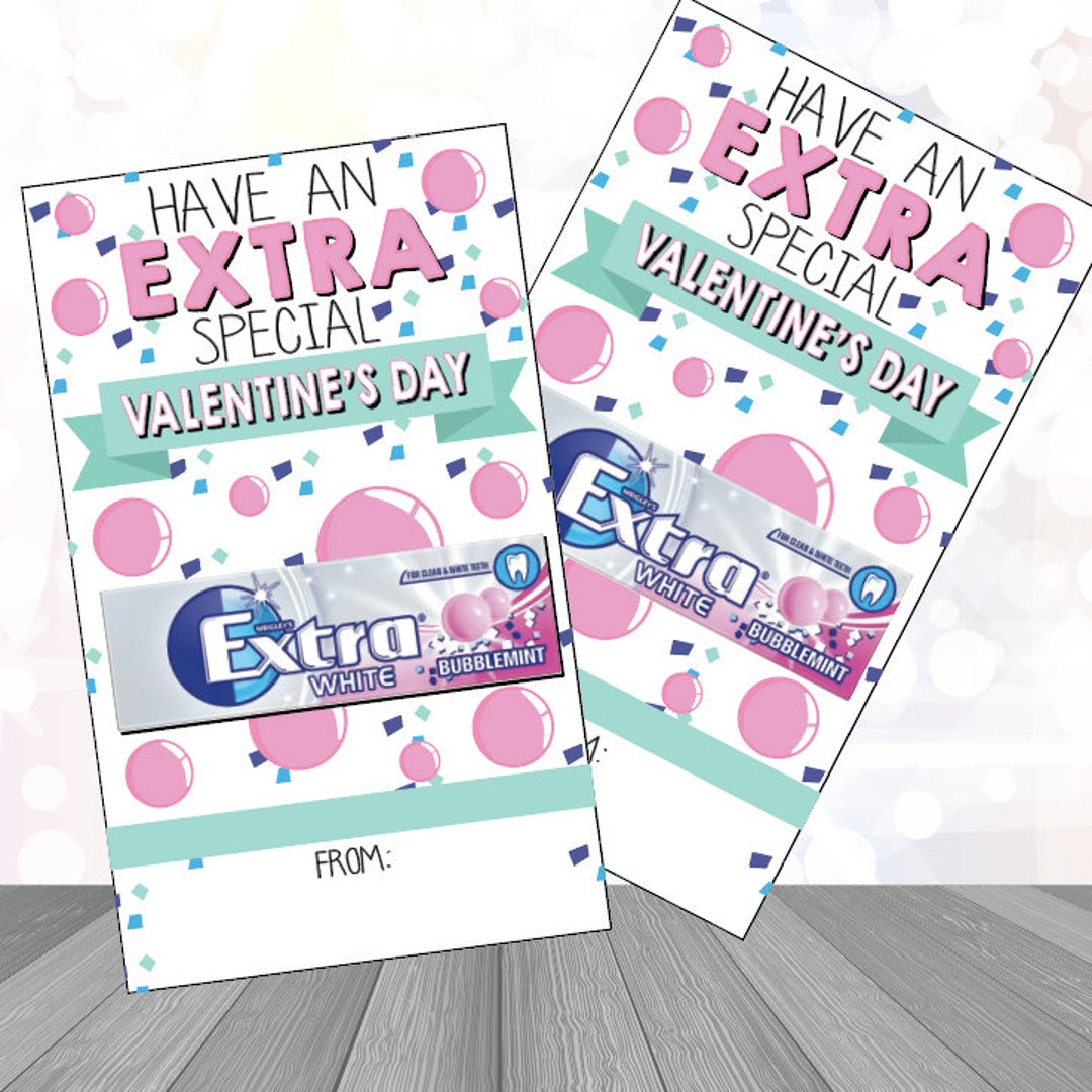 Extra Bubble Gum Valentine's Day Cards Digital Download - Etsy