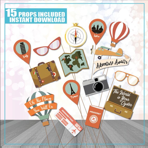 travel themed photo booth props