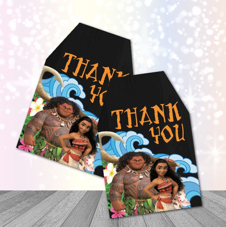 Moana Thank You Tags Digital Download Printable Moana Party - Etsy
