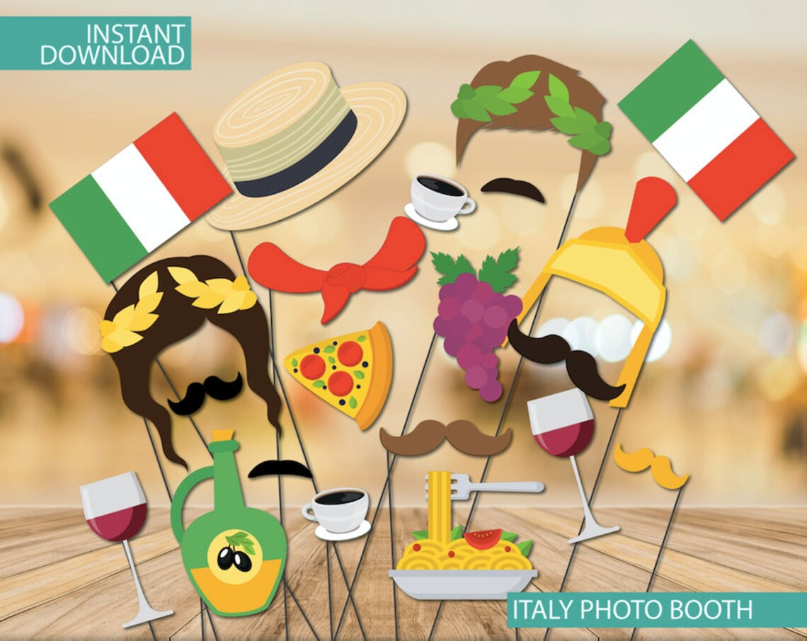 Italian Theme Party Photo Booth Props Travel Photo Booth Props Etsy
