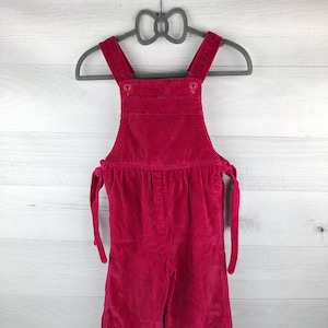 4T Vintage Pink Corduroy Overalls, Pants, Sides Close on Sides with Ties, Shoulder Straps, Hot Pink, Longall, Toddler, Vintage Corduroy, Bow