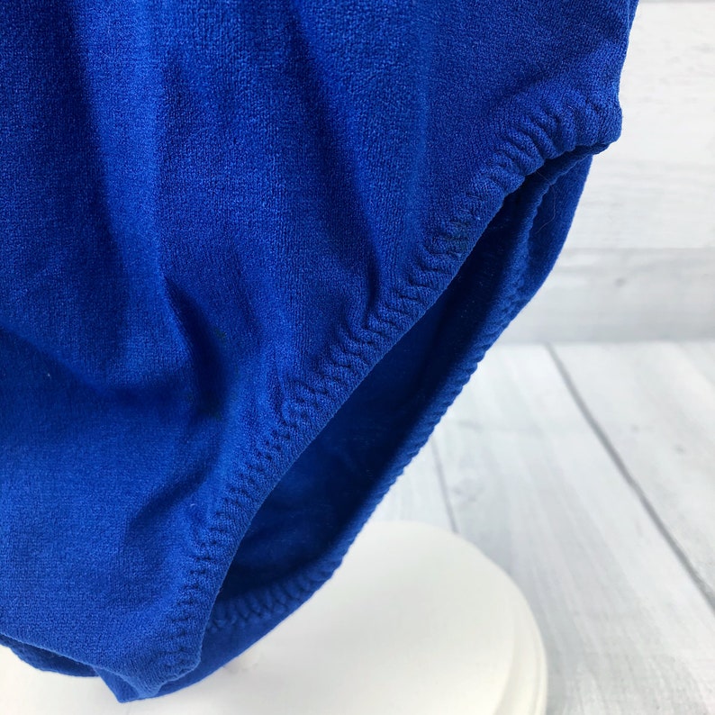 Vintage Size 7-10 Royal Blue 80/'s Short Sleeved Dance Leotard with Silver /& Black Ballet Slippers Tied Together with a Bow Large Rhinestone