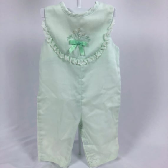 9 Month Mint Sleeveless Jumpsuit with Floral Embro