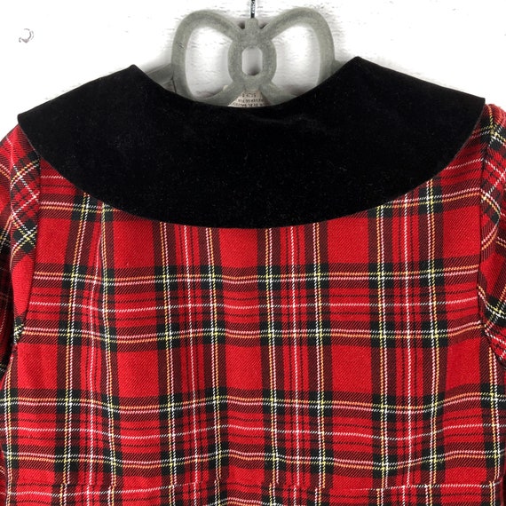 6X Red Plaid Long Sleeve Coat Dress with Black Ve… - image 5