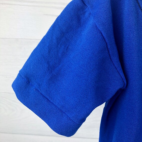 Vintage Size 7-10 Royal Blue 80's Short Sleeved D… - image 5