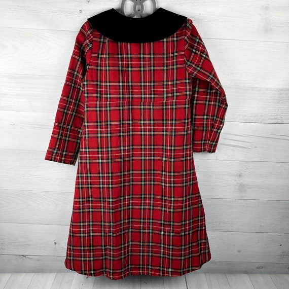 6X Red Plaid Long Sleeve Coat Dress with Black Ve… - image 2