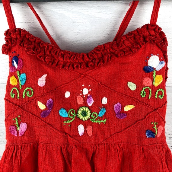 4T Red Sleeveless Dress with Beautiful Embroidery… - image 3