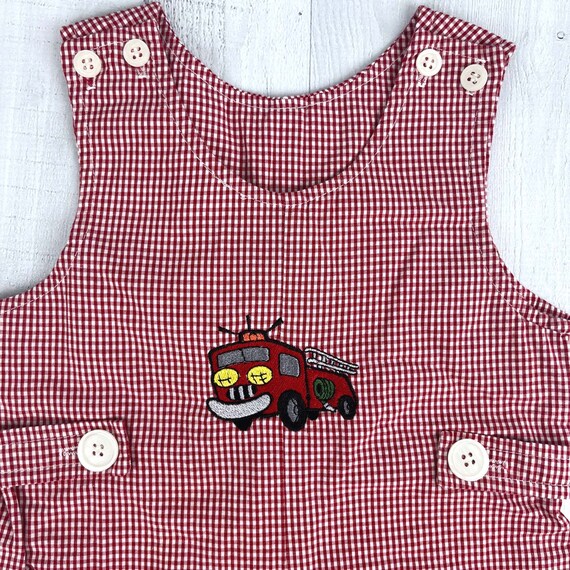 18 Month Red & White Gingham Print Shortall Rompe… - image 3