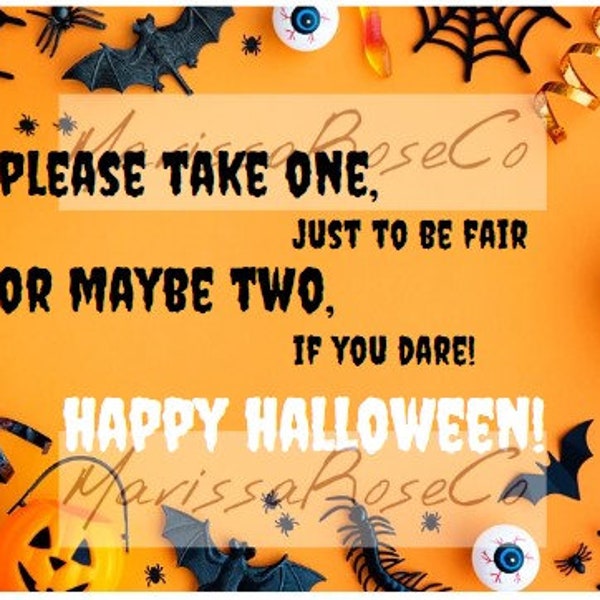 Printable Sign for Halloween Candy Bowl for Trick-or-Treaters - Instant Download - Digital File 8.5x11" - Please take one - Happy Halloween!