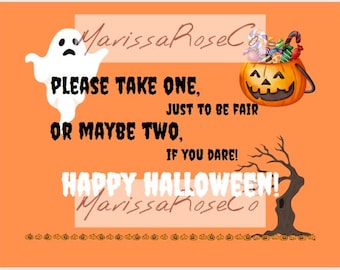 Printable Sign for Halloween Candy Bowl for Trick-or-Treaters - Instant Download - Digital File 8.5x11" - Please take one - Happy Halloween!