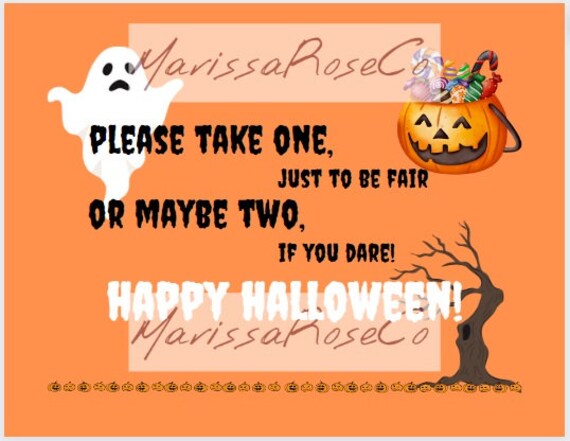 Printable Sign for Halloween Candy Bowl for Trick-or-treaters - Etsy