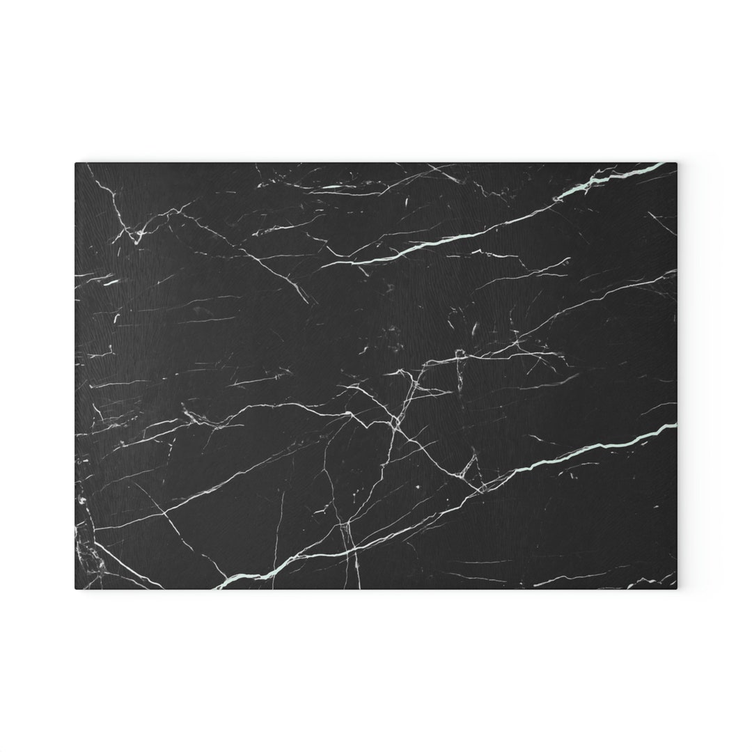 Abstract Black White Crystal Glass Cutting Board, Marble Pattern