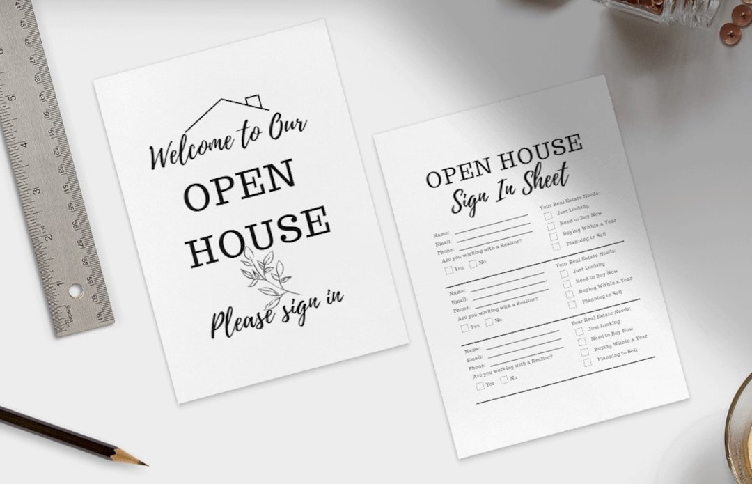 Open House Sign in Sheet, Welcome Sign Bundle | Pdfs | Real Estate ...