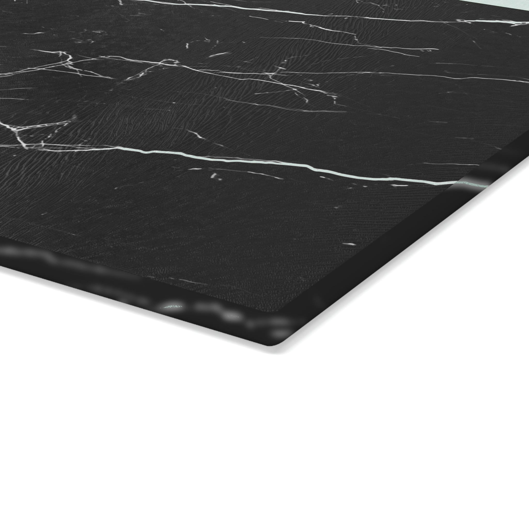 Abstract Black White Crystal Glass Cutting Board, Marble Pattern