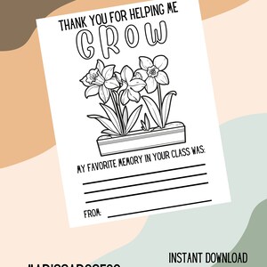 Thank You for Helping Me Grow, Teacher Appreciation Coloring Page ...