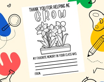 Thank You for Helping Me Grow Coloring Page, Coloring Page, Printable ...