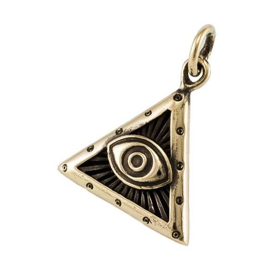 BUTW All Seeing Hand Eye Bovine bone pendant necklace 0967C