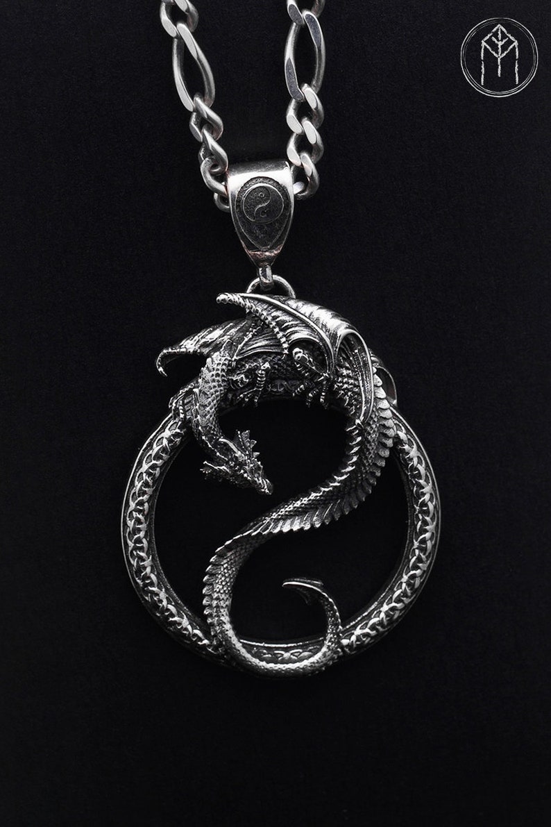 Silver medallion Dragon of the night celtic | Etsy