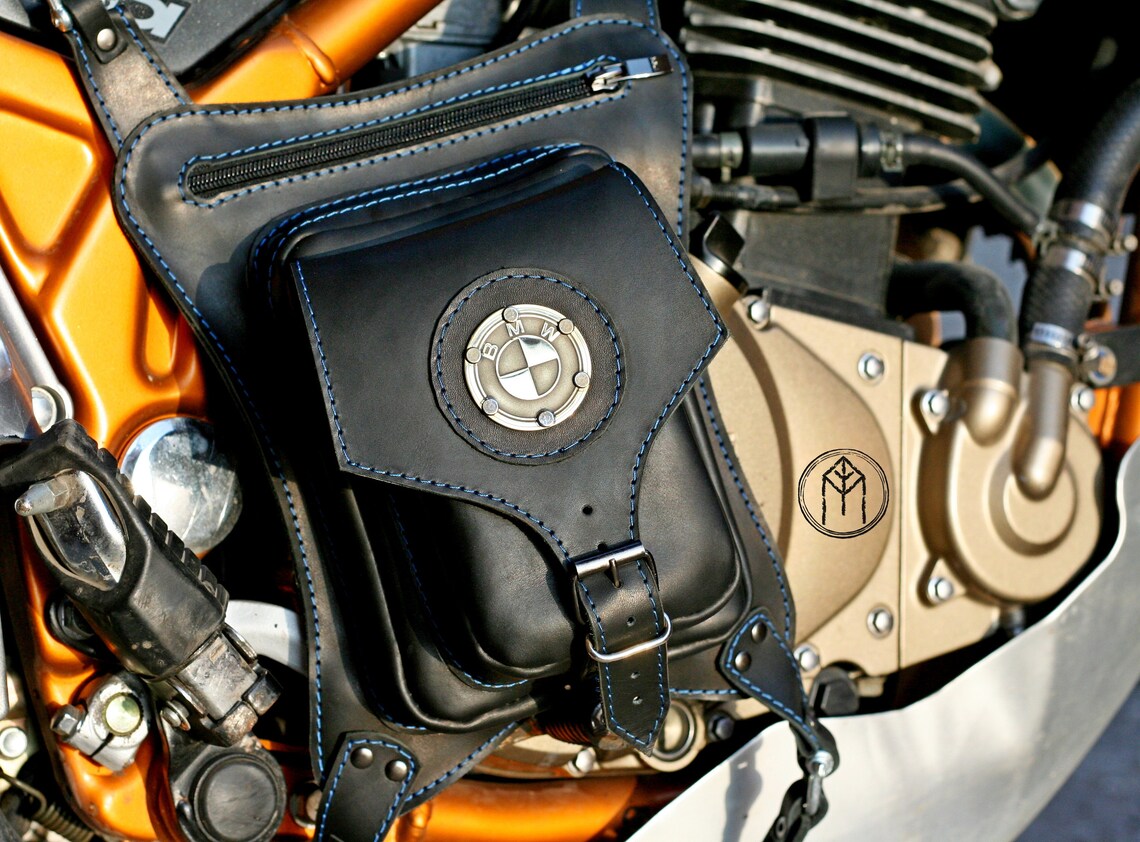 Leather bag biker BMW hip bag motorcycle bag | Etsy