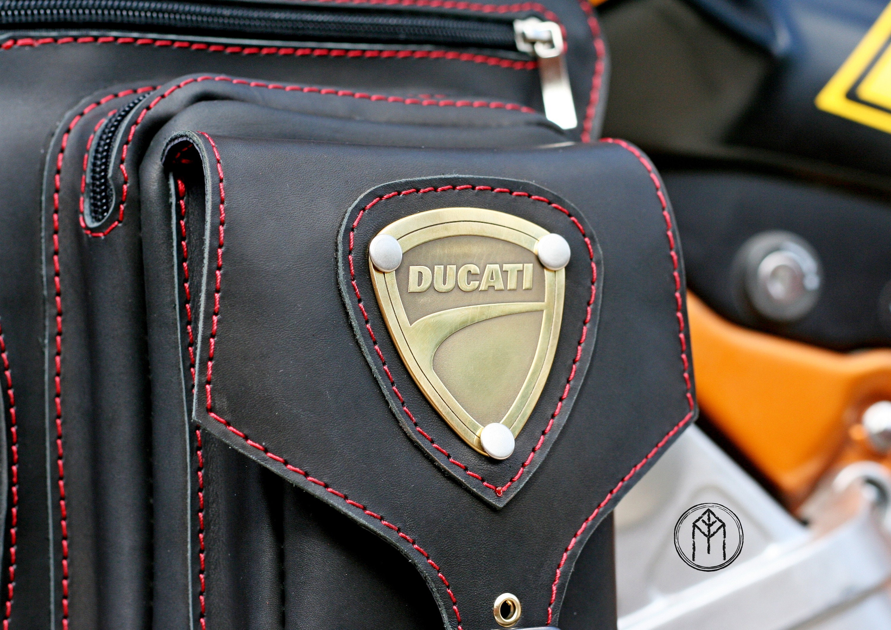 Leather bag biker Ducati hip bag motorcycle bag Etsy