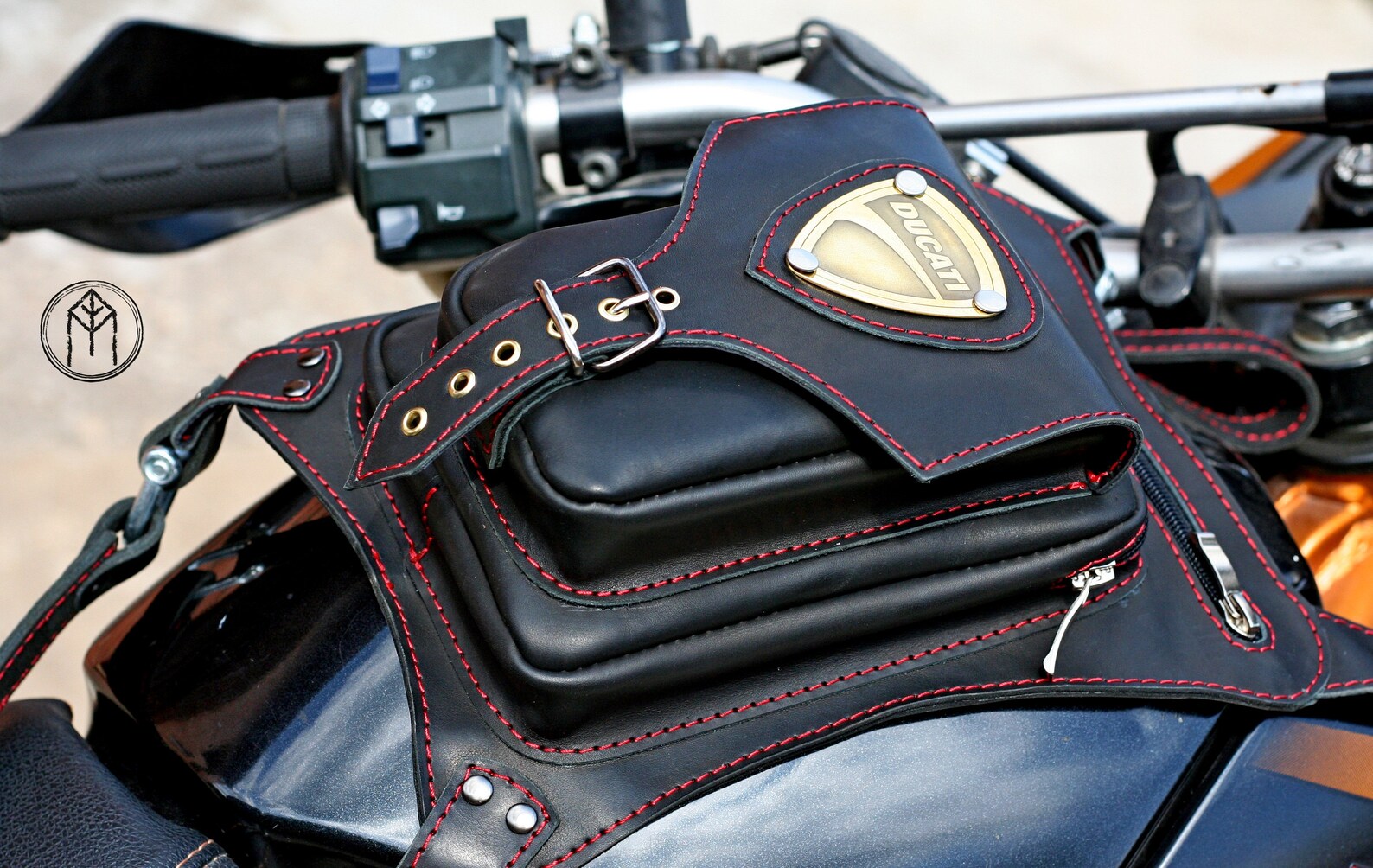 Leather bag biker Ducati hip bag motorcycle bag Etsy