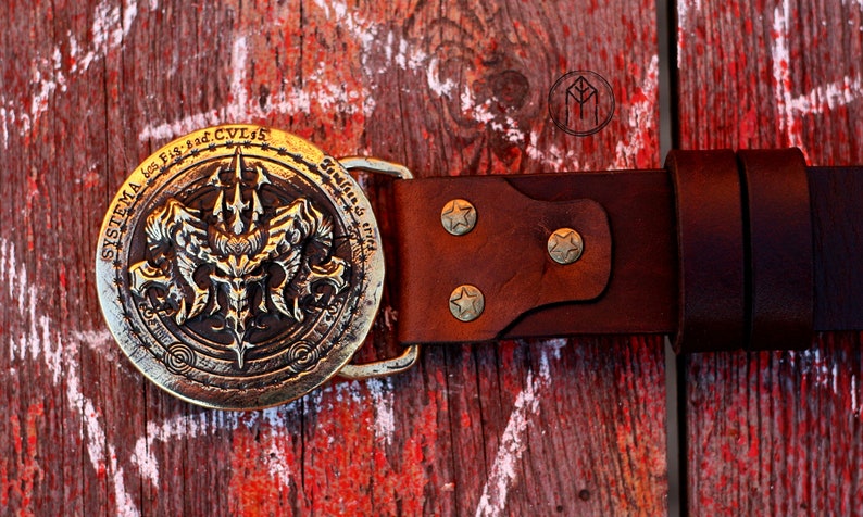 Leather belt bronze buckle Diablo Diablo III Diablo 3 cast | Etsy