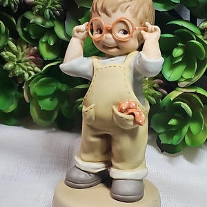 Vintage 1991 Enesco Memories of Yesterday ceramic figurine "Could You Love Me for Myself Alone" cute boy with eyeglasses