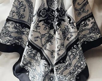 Paisley Schal: Italienischer Stil Schwarz & Grau Wrap (34 x 34 cm)
