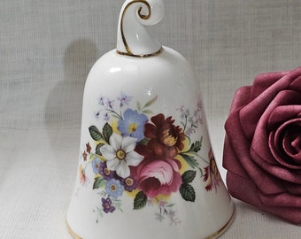 Cloche de collection vintage Royal Albert for the Danbury Mint Made in England en porcelaine fine avec des fleurs