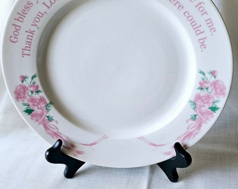 Assiette à fleurs roses en porcelaine Mother, God Bless You, par Grace Line, cadeau pour maman